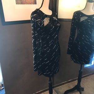 Beautiful Black / Silver Sequin Masquerade Dress